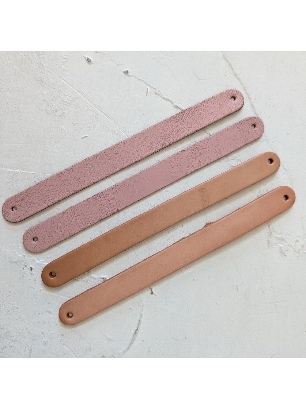 4pcs Mixed Color Genuine Leather Bracelet Wristband Slide DIY Blush Purple Tan